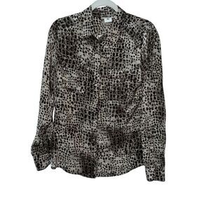 Garard Darel Animal Collar Button Down Boho Bohemian Long Sleeve size 38